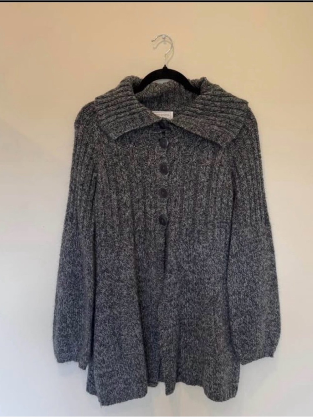 Grey Marled Oversized Collar Cardigan | Chunky Knit